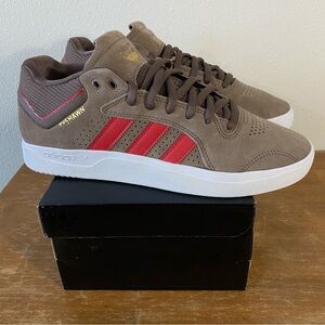 Adidas Tyshawn Brown Suede Red Skateboarding Shoe - Size 9.5
